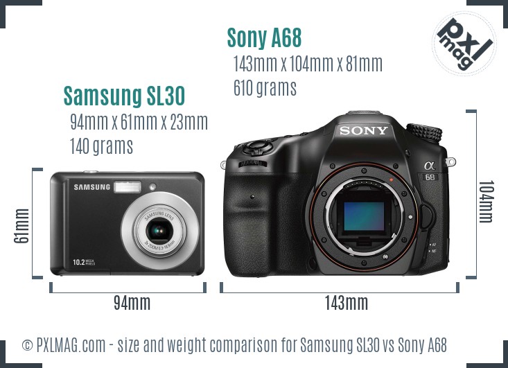Samsung SL30 vs Sony A68 size comparison Samsung SL30 vs Sony A68 size comparison