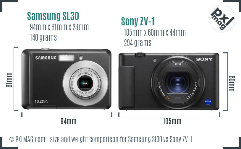 Samsung SL30 vs Sony ZV-1 size comparison Samsung SL30 vs Sony ZV-1 size comparison