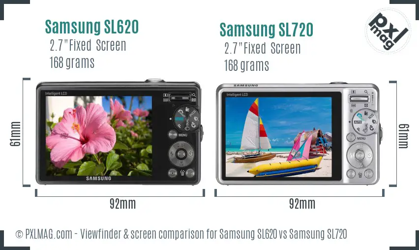 Samsung SL620 vs Samsung SL720 Screen and Viewfinder comparison