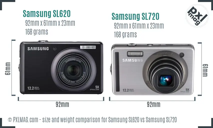Samsung SL620 vs Samsung SL720 size comparison