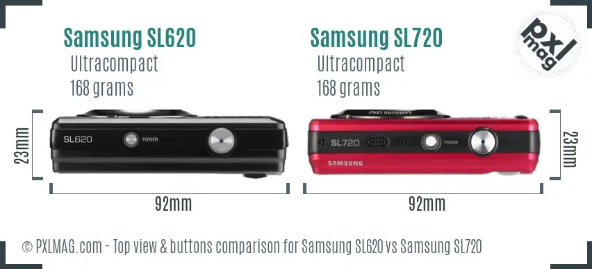 Samsung SL620 vs Samsung SL720 top view buttons comparison