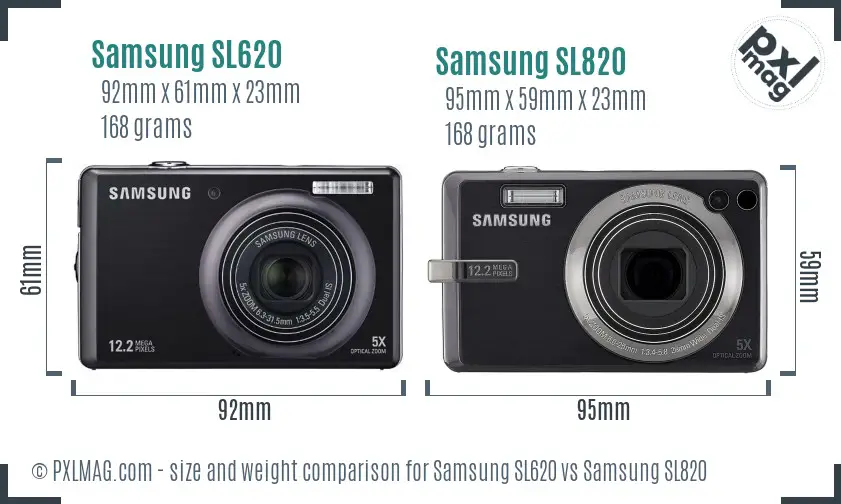 Samsung SL620 vs Samsung SL820 size comparison