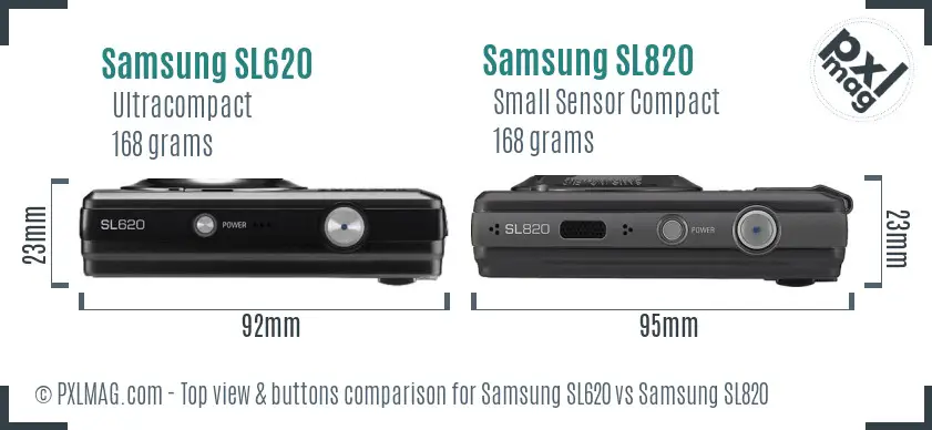 Samsung SL620 vs Samsung SL820 top view buttons comparison