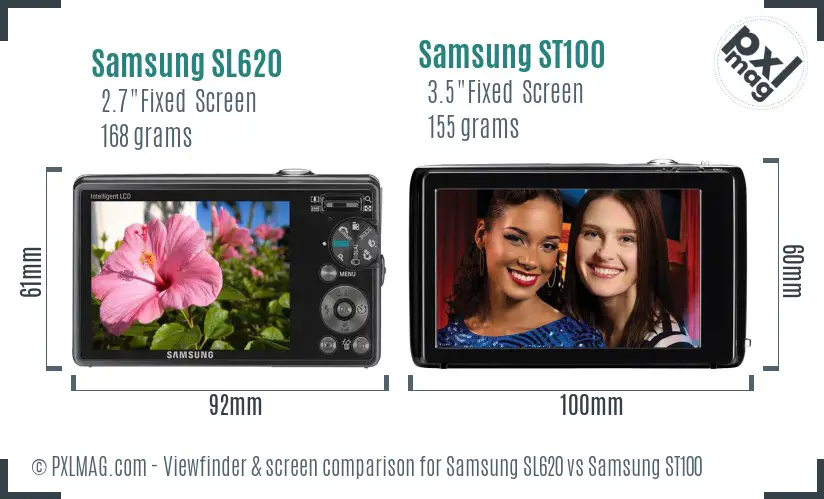 Samsung SL620 vs Samsung ST100 Screen and Viewfinder comparison