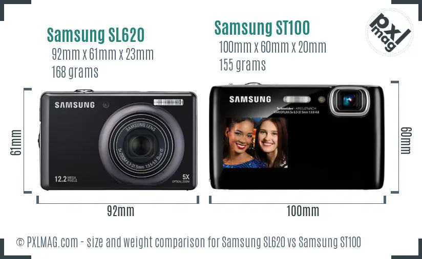 Samsung SL620 vs Samsung ST100 size comparison