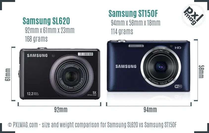 Samsung SL620 vs Samsung ST150F size comparison