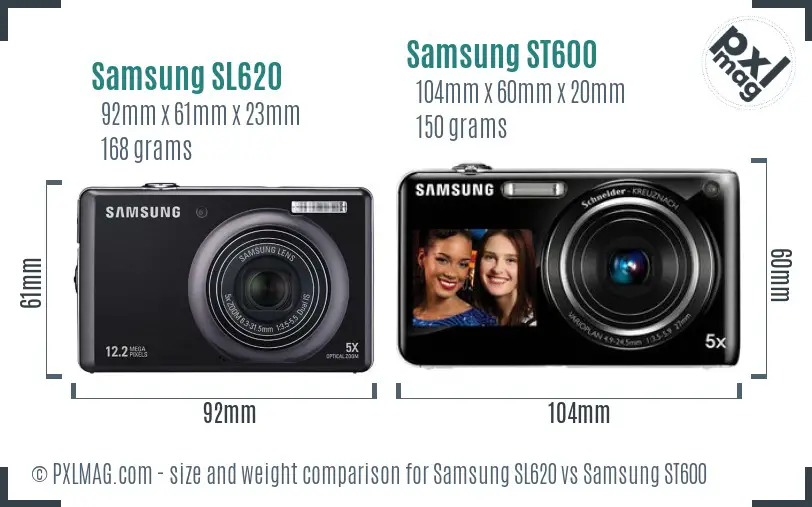 Samsung SL620 vs Samsung ST600 size comparison