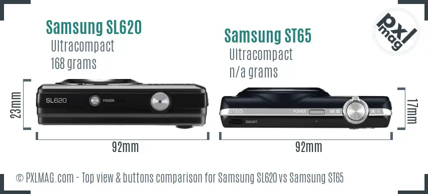 Samsung SL620 vs Samsung ST65 top view buttons comparison