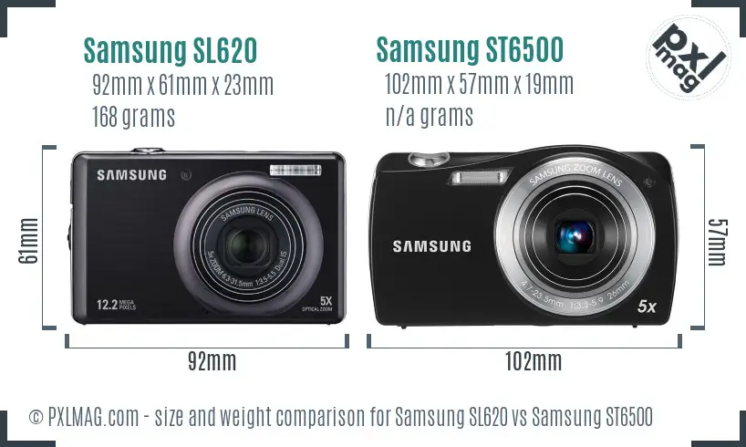 Samsung SL620 vs Samsung ST6500 size comparison