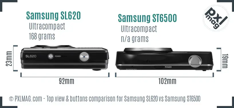 Samsung SL620 vs Samsung ST6500 top view buttons comparison