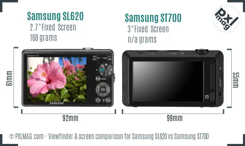 Samsung SL620 vs Samsung ST700 Screen and Viewfinder comparison