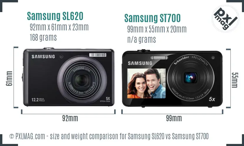Samsung SL620 vs Samsung ST700 size comparison