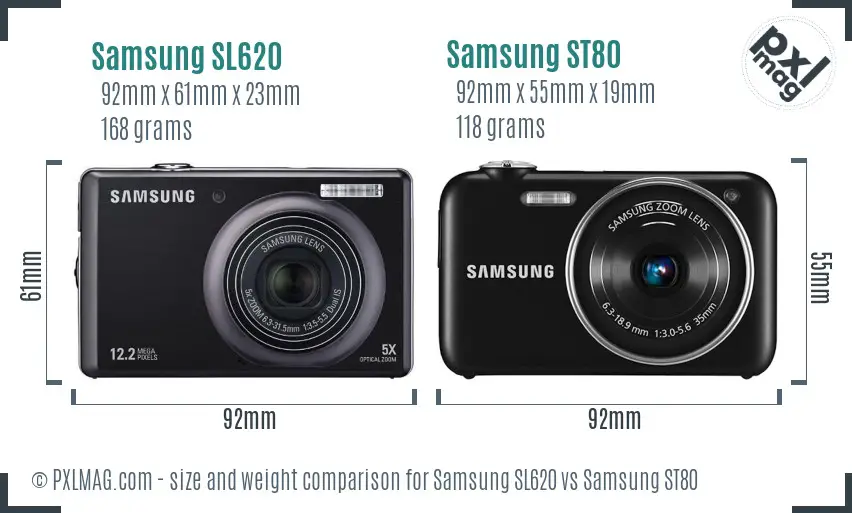 Samsung SL620 vs Samsung ST80 size comparison