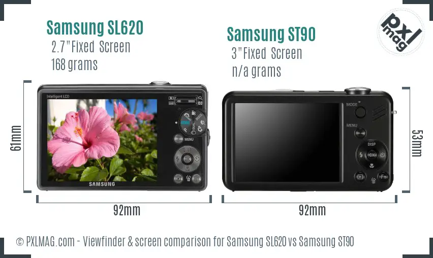 Samsung SL620 vs Samsung ST90 Screen and Viewfinder comparison