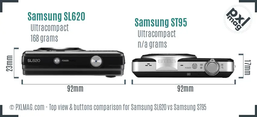 Samsung SL620 vs Samsung ST95 top view buttons comparison