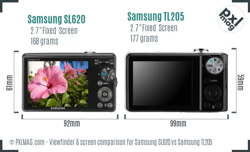Samsung SL620 vs Samsung TL205 Screen and Viewfinder comparison