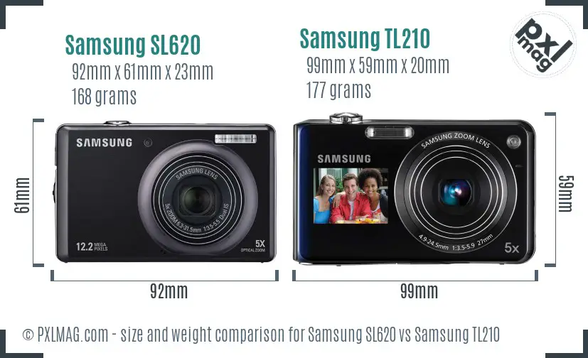 Samsung SL620 vs Samsung TL210 size comparison
