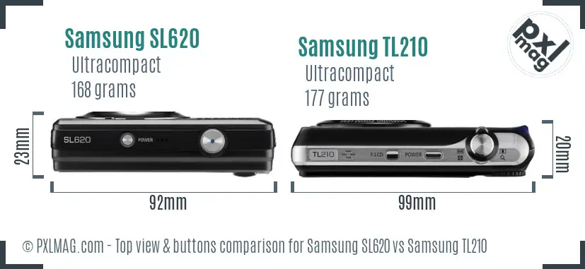 Samsung SL620 vs Samsung TL210 top view buttons comparison