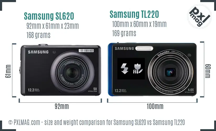 Samsung SL620 vs Samsung TL220 size comparison