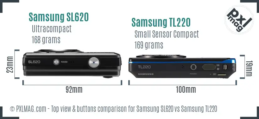 Samsung SL620 vs Samsung TL220 top view buttons comparison