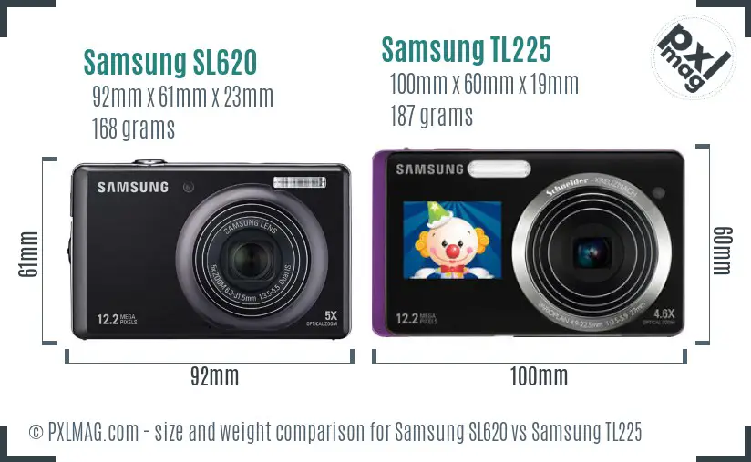Samsung SL620 vs Samsung TL225 size comparison