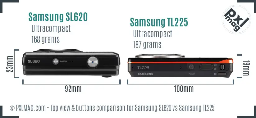 Samsung SL620 vs Samsung TL225 top view buttons comparison