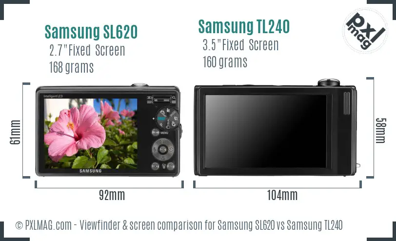 Samsung SL620 vs Samsung TL240 Screen and Viewfinder comparison