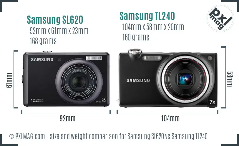 Samsung SL620 vs Samsung TL240 size comparison