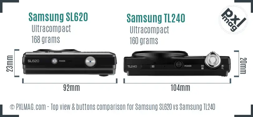 Samsung SL620 vs Samsung TL240 top view buttons comparison