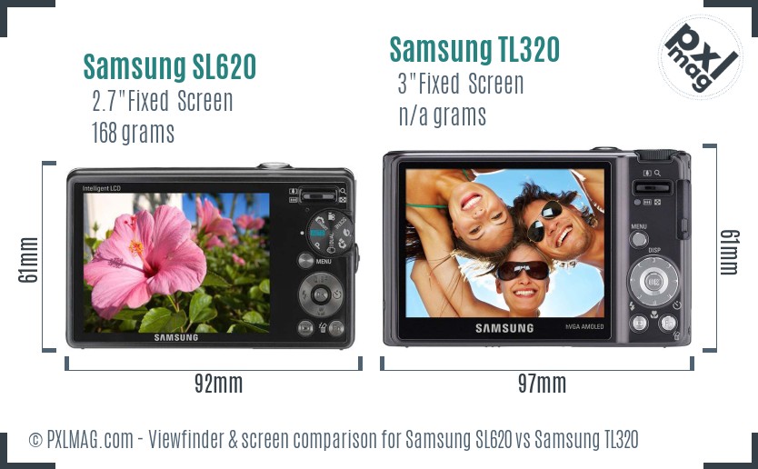 Samsung SL620 vs Samsung TL320 Screen and Viewfinder comparison