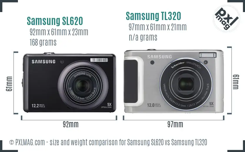 Samsung SL620 vs Samsung TL320 size comparison