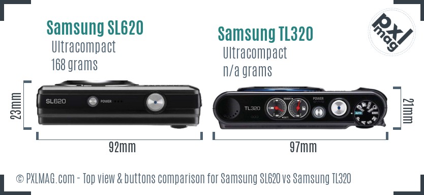 Samsung SL620 vs Samsung TL320 top view buttons comparison