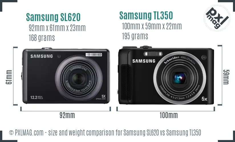 Samsung SL620 vs Samsung TL350 size comparison