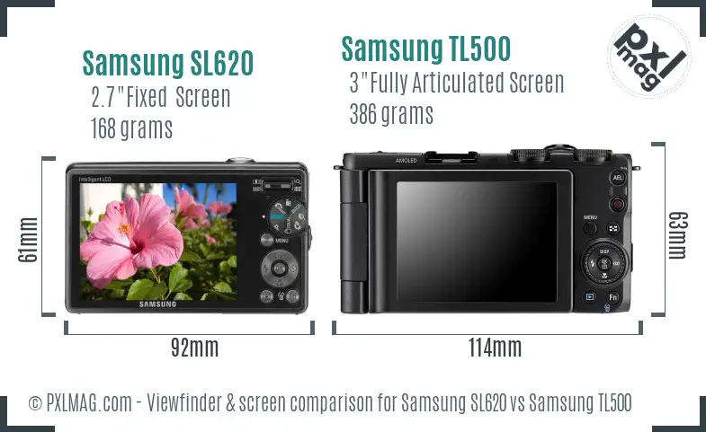Samsung SL620 vs Samsung TL500 Screen and Viewfinder comparison