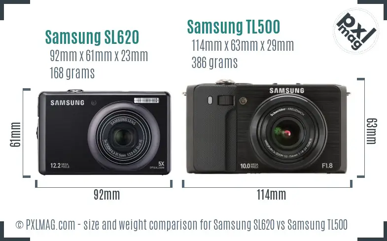 Samsung SL620 vs Samsung TL500 size comparison