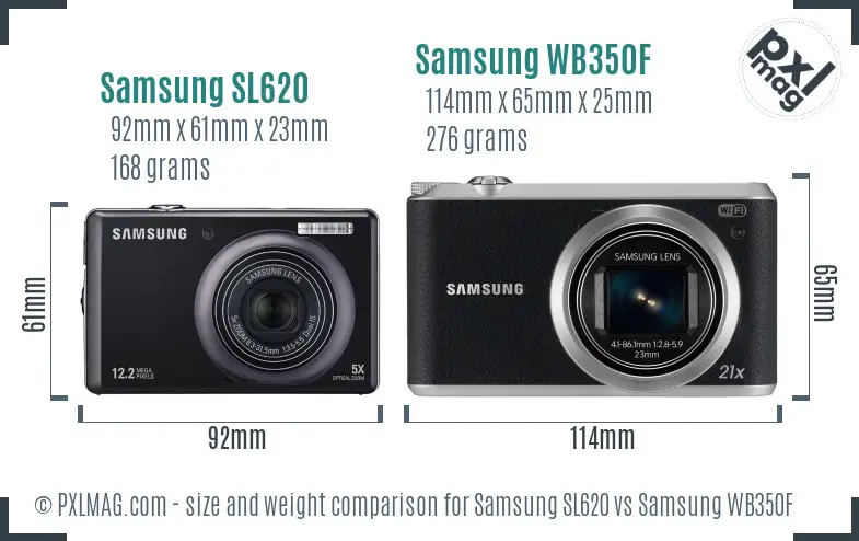 Samsung SL620 vs Samsung WB350F size comparison