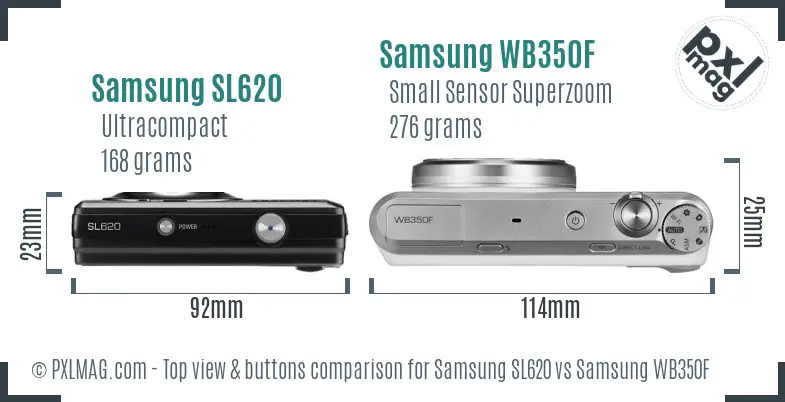 Samsung SL620 vs Samsung WB350F top view buttons comparison