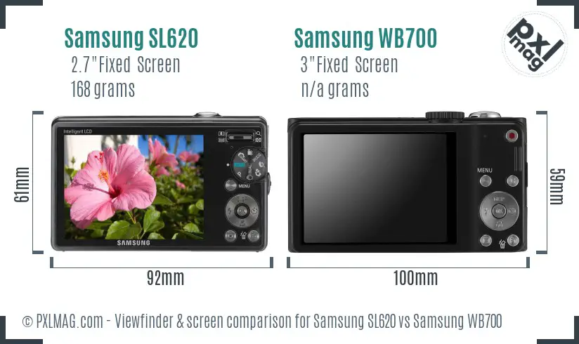 Samsung SL620 vs Samsung WB700 Screen and Viewfinder comparison Samsung SL620 vs Samsung WB700 Screen and Viewfinder comparison