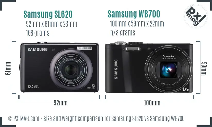 Samsung SL620 vs Samsung WB700 size comparison Samsung SL620 vs Samsung WB700 size comparison