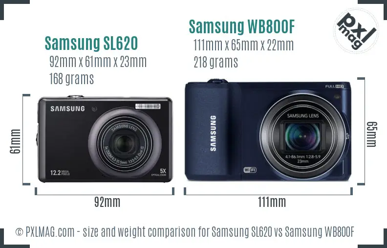 Samsung SL620 vs Samsung WB800F size comparison