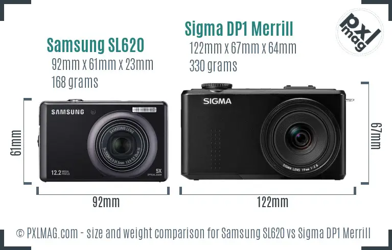 Samsung SL620 vs Sigma DP1 Merrill size comparison