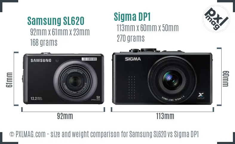 Samsung SL620 vs Sigma DP1 size comparison