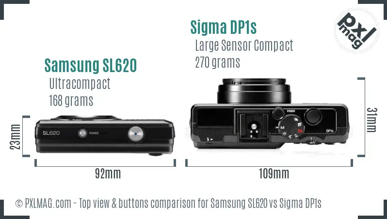Samsung SL620 vs Sigma DP1s top view buttons comparison