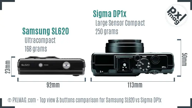Samsung SL620 vs Sigma DP1x top view buttons comparison