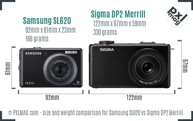 Samsung SL620 vs Sigma DP2 Merrill size comparison