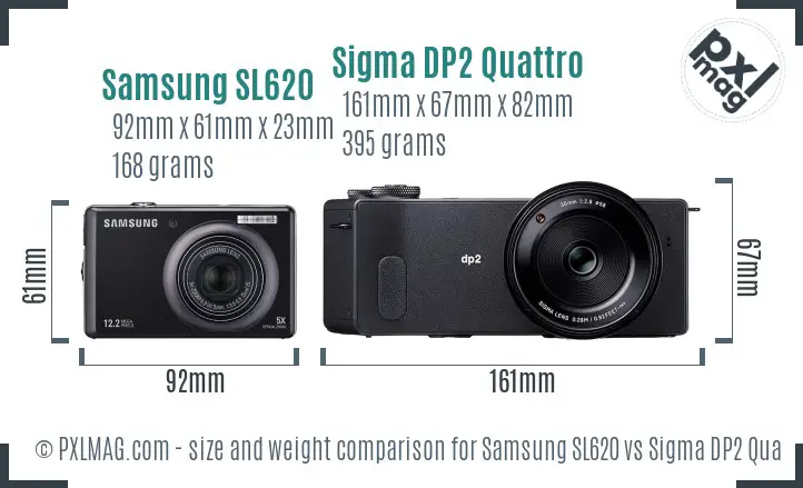Samsung SL620 vs Sigma DP2 Quattro size comparison