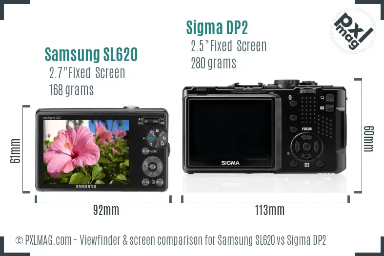 Samsung SL620 vs Sigma DP2 Screen and Viewfinder comparison