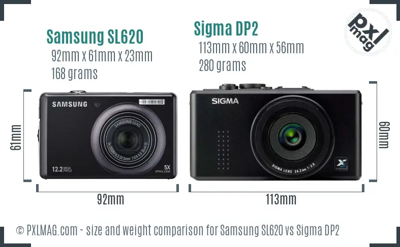Samsung SL620 vs Sigma DP2 size comparison
