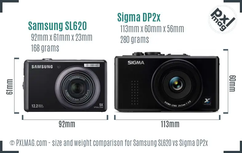 Samsung SL620 vs Sigma DP2x size comparison