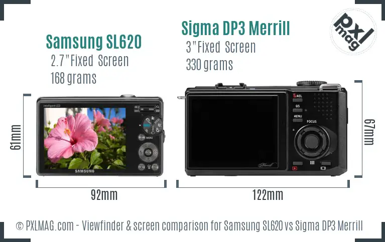 Samsung SL620 vs Sigma DP3 Merrill Screen and Viewfinder comparison